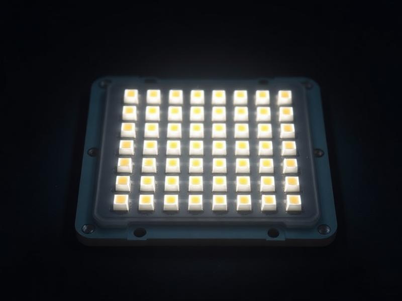 Placa de circuito com grade de LEDs acesos para iluminação pública
